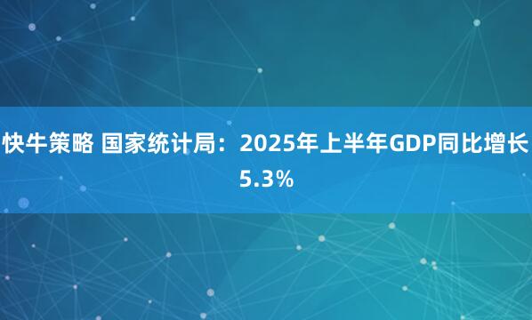 快牛策略 国家统计局：2025年上半年GDP同比增长5.3%