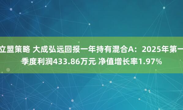 立盟策略 大成弘远回报一年持有混合A：2025年第一季度利润433.86万元 净值增长率1.97%